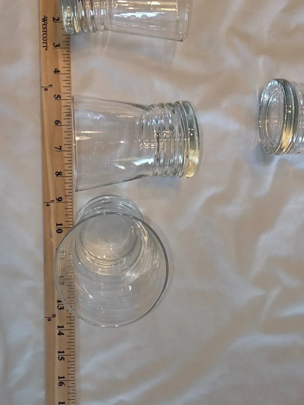 Glass Tumblers Set of 5 Ribbed Bottom Clear Drinkware Bar Water Glasses